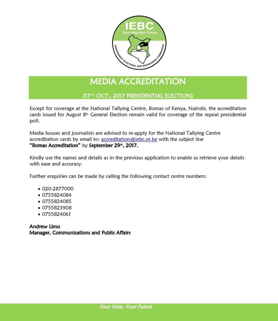 Media Accreditation Elections Kenya