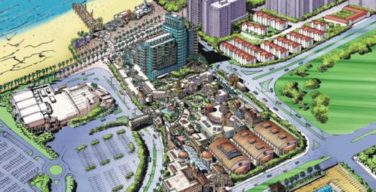 An aerial impression of what the Durban Film City on the beachfront could look like. The three domed buildings will be the studios.