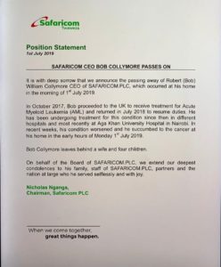 Safaricom CEO dies of cancer